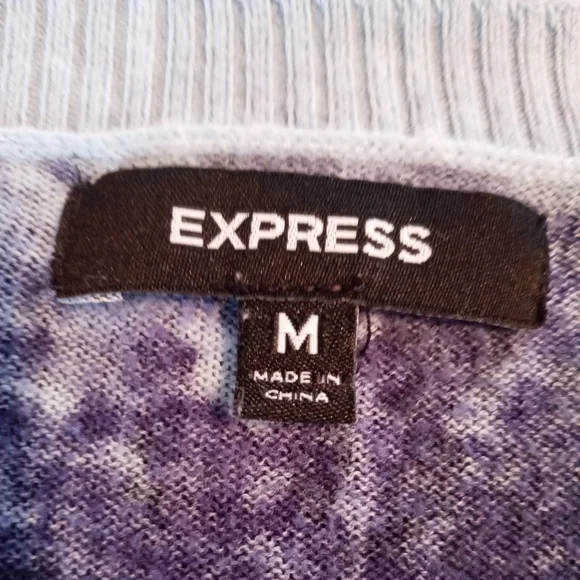 EUC Express Lightweight Cotton Cropped Blue Cardigan, Short Sleeves, Size M - Picture 2 of 7